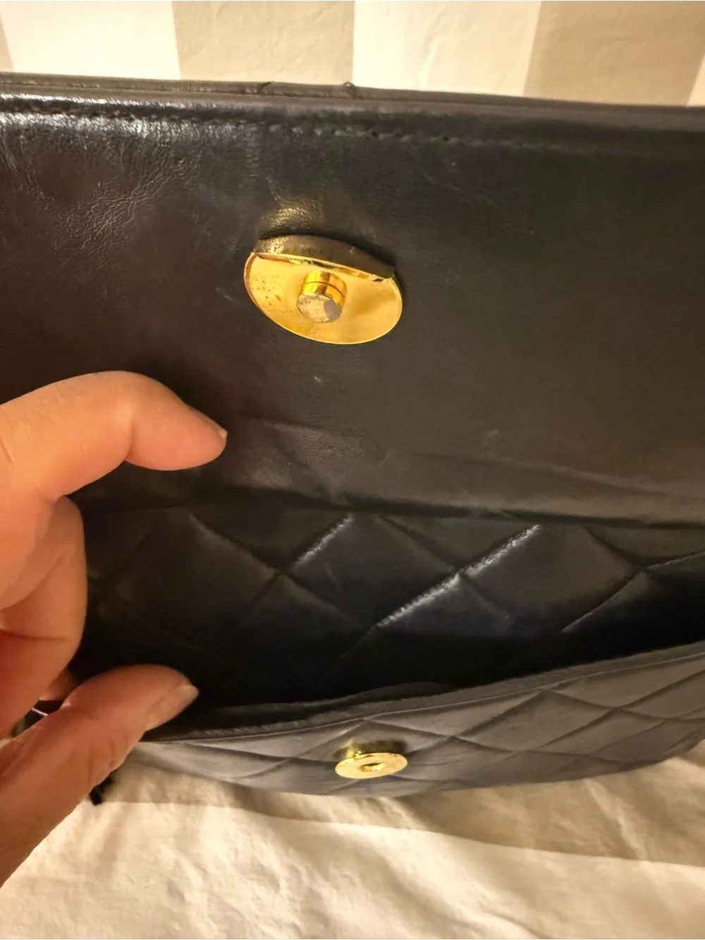 CHANEL Black Leather Zipper Pouch with Gold-Tone Hardware